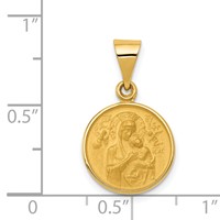 18K Yellow Gold Polished and Satin Solid Our Lady of Perpetual Help Medal Round Pendant view 4