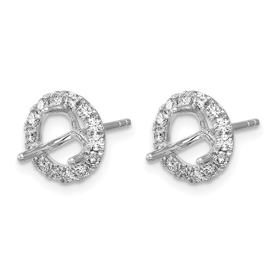 Herco 18K White Gold Rhodium-plated Polished 6.4mm Opening Diamond Halo Semi-Mount Post Earrings