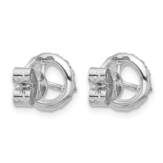 Herco 18K White Gold Rhodium-plated Polished 6.4mm Opening Diamond Halo Semi-Mount Post Earrings