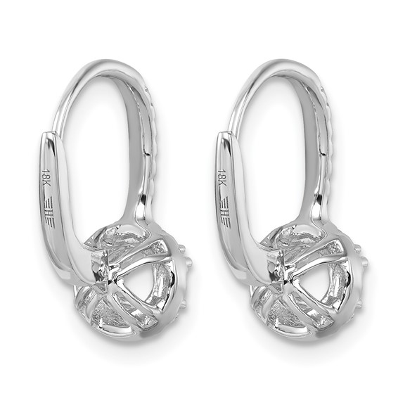 Herco 18K White Gold Rhodium-plated Polished 4.0mm Opening Diamond Halo Semi-Mount Leverback Earrings