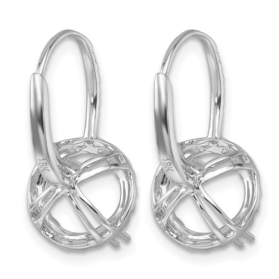 Herco 18K White Gold Rhodium-plated Polished 6.4mm Opening Diamond Halo Semi-Mount Leverback Earrings