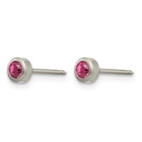 Inverness Titanium 4mm Rose Crystal Bezel Post Piercing Earrings view 2