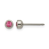 Inverness Titanium 4mm Rose Crystal Bezel Post Piercing Earrings view 1