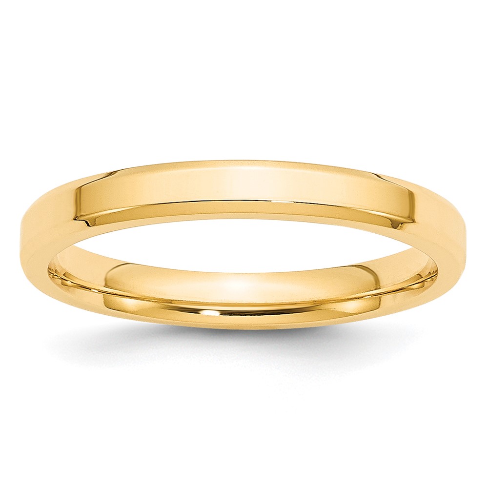 10K Yellow Gold 3mm Beveled Edge Comfort Fit Wedding Band