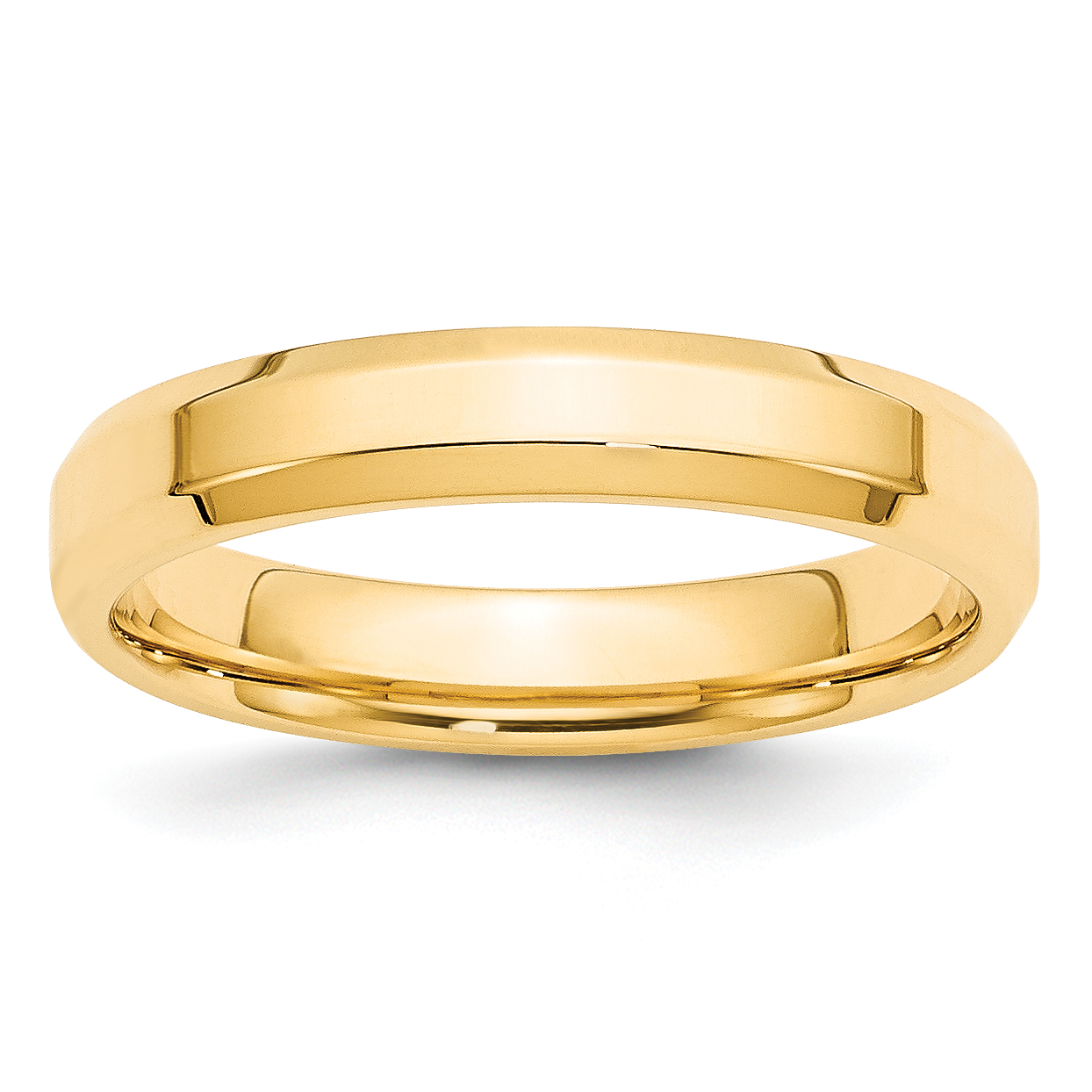 10k Yellow Gold 4mm Beveled Edge Comfort Fit Wedding Band Size 8 (1BEC040-8)