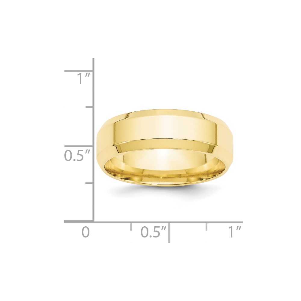 10k Yellow Gold 7mm Beveled Edge Comfort Fit Wedding Band Size 12 (1BEC070-12)