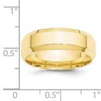 10K Yellow Gold 7mm Beveled Edge Comfort Fit Wedding Band view 4