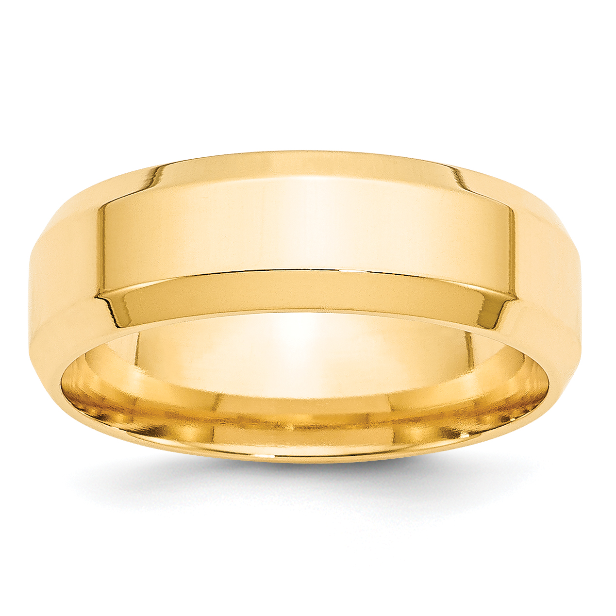 10k Yellow Gold 7mm Beveled Edge Comfort Fit Wedding Band Size 12 (1BEC070-12)