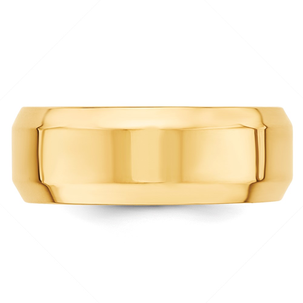 10k Yellow Gold 8mm Beveled Edge Comfort Fit Wedding Band Size 9 (1BEC080-9)