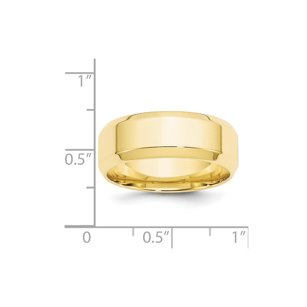 10k Yellow Gold 8mm Beveled Edge Comfort Fit Wedding Band Size 9 (1BEC080-9)