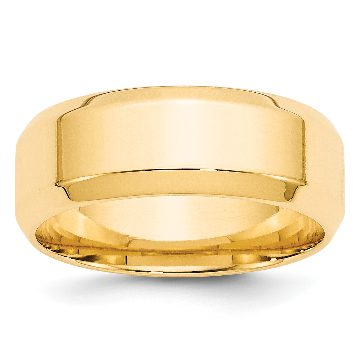 10k Yellow Gold 8mm Beveled Edge Comfort Fit Wedding Band Size 10 (1BEC080-10)