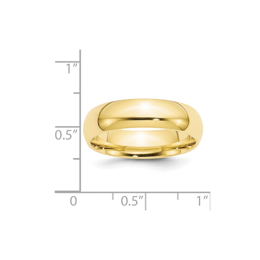 10k Yellow Gold 6mm Standard Weight Comfort Fit Wedding Band Size 6 (1CF060-6)