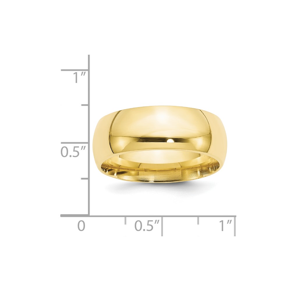 10k Yellow Gold 8mm Standard Weight Comfort Fit Wedding Band Size 6 (1CF080-6)