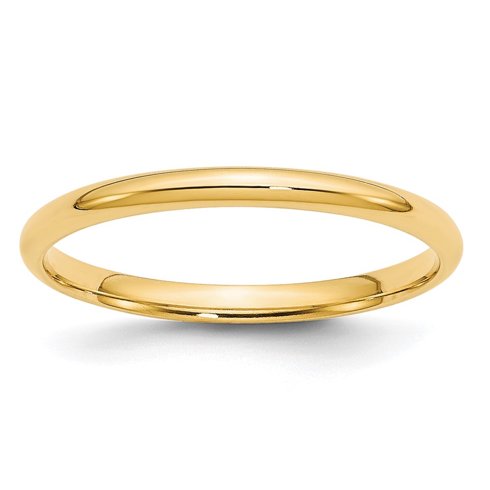 10k Yellow Gold 2mm Lightweight Comfort Fit Wedding Band Ring