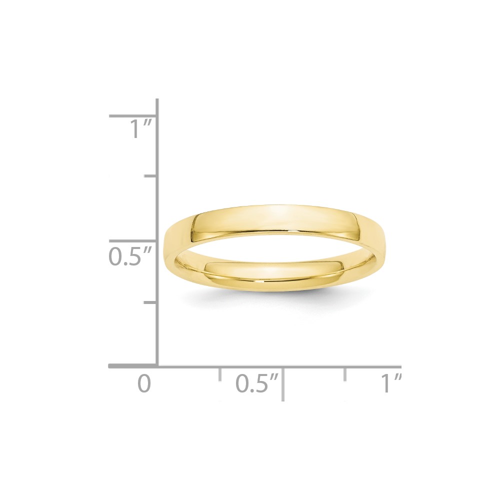 10k Yellow Gold 3mm Lightweight Comfort Fit Wedding Band Size 11 (1CFL030-11)