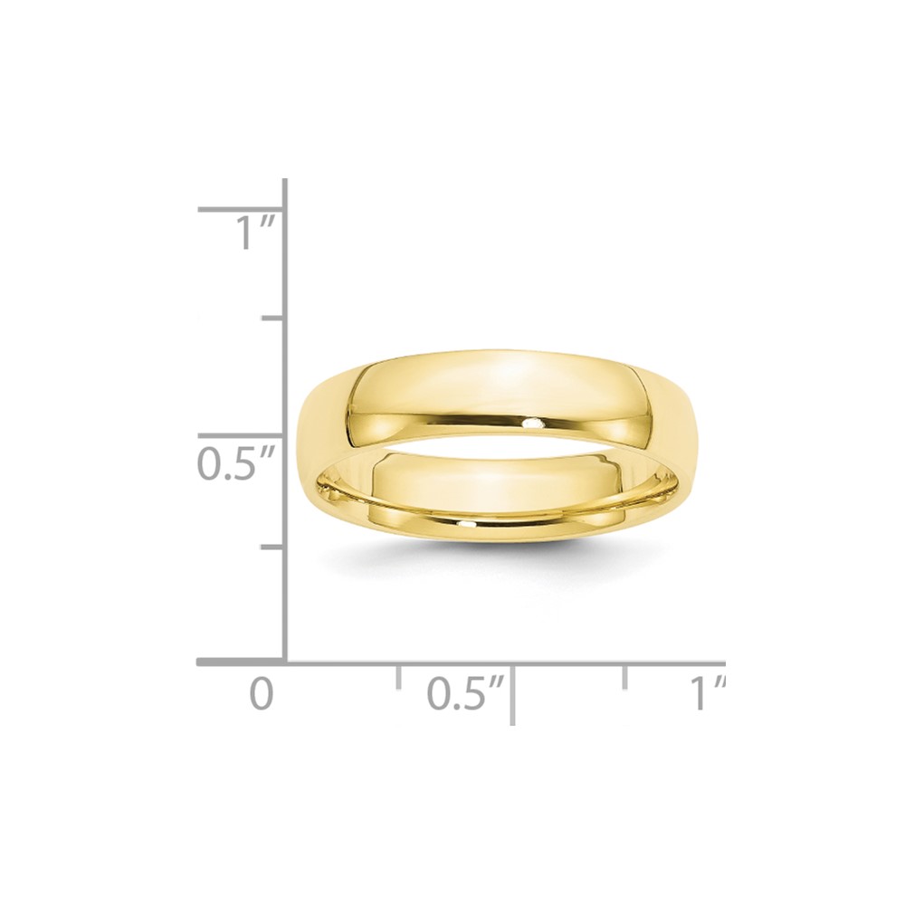 10k Yellow Gold 5mm Lightweight Comfort Fit Wedding Band Size 9 (1CFL050-9)