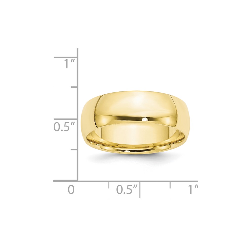 10k Yellow Gold 7mm Lightweight Comfort Fit Wedding Band Ring