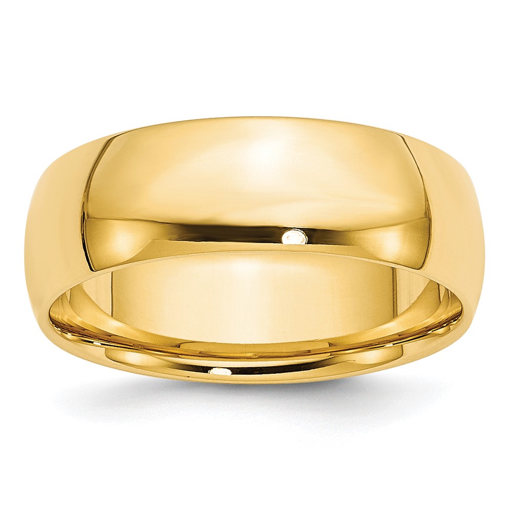 10k Yellow Gold 7mm Lightweight Comfort Fit Wedding Band Ring