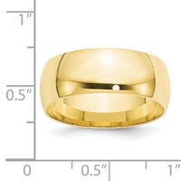 10K Yellow Gold 8mm Lightweight Comfort Fit Wedding Band view 3