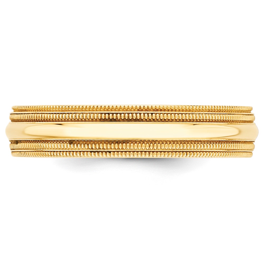 10k Yellow Gold 5mm Double Milgrain Comfort Fit Wedding Band Size 6 (1DMC050-6)