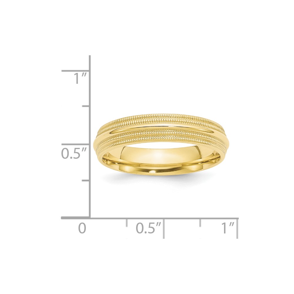 10k Yellow Gold 5mm Double Milgrain Comfort Fit Wedding Band Size 6 (1DMC050-6)