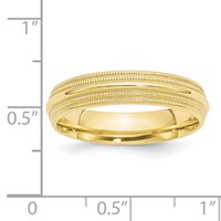 10K Yellow Gold 5mm Double Milgrain Comfort Fit Wedding Band view 4