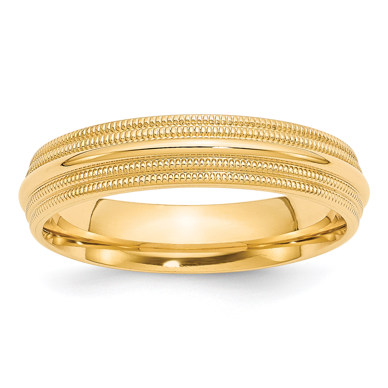 10k Yellow Gold 5mm Double Milgrain Comfort Fit Wedding Band Size 10 (1DMC050-10)