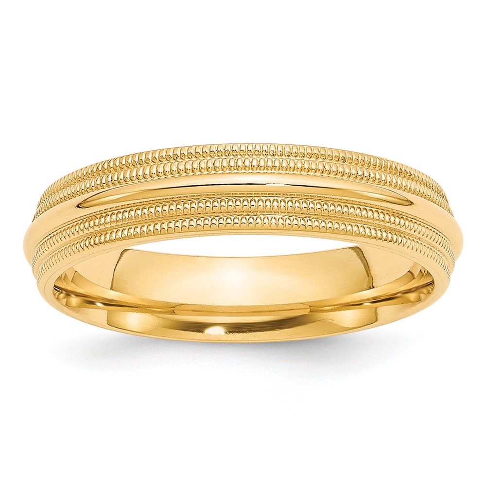 10K Yellow Gold 5mm Double Milgrain Comfort Fit Wedding Band
