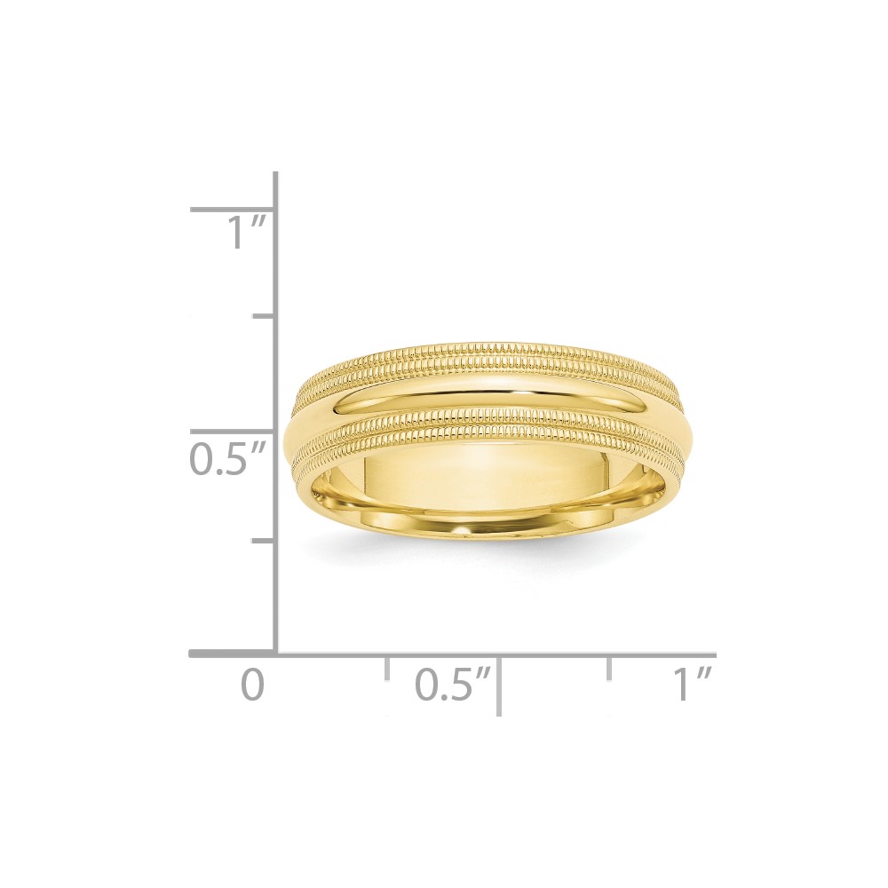 10k Yellow Gold 6mm Double Milgrain Comfort Fit Wedding Band Size 10 (1DMC060-10)