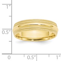 10K Yellow Gold 6mm Double Milgrain Comfort Fit Wedding Band view 3