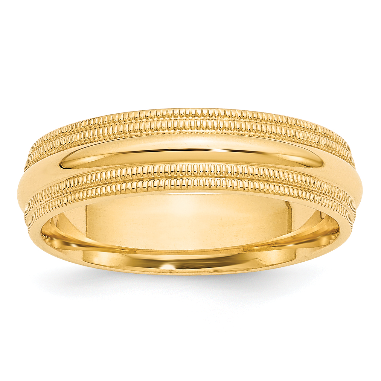 10k Yellow Gold 6mm Double Milgrain Comfort Fit Wedding Band Size 10 (1DMC060-10)