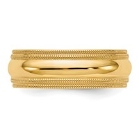 10K Yellow Gold 7mm Double Milgrain Comfort Fit Wedding Band view 2