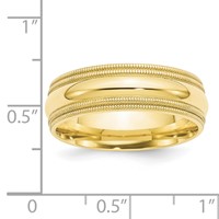 10K Yellow Gold 7mm Double Milgrain Comfort Fit Wedding Band view 3