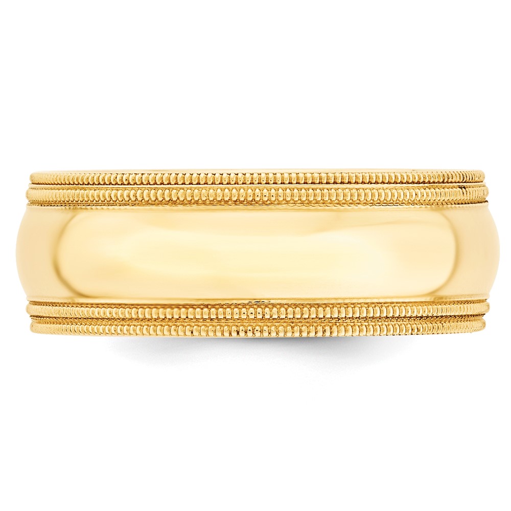 10k Yellow Gold 8mm Double Milgrain Comfort Fit Wedding Band Size 13 (1DMC080-13)