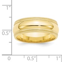 10K Yellow Gold 8mm Double Milgrain Comfort Fit Wedding Band view 3