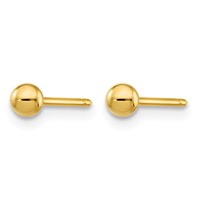 Inverness 14K Yellow Gold 3mm Ball Post Piercing Earrings view 2