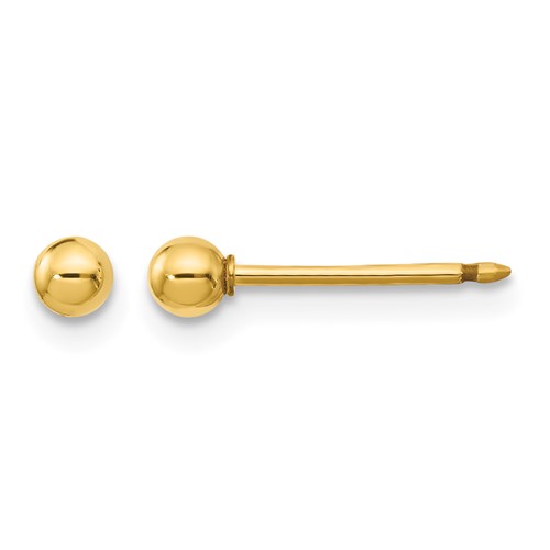 Inverness 14K Yellow Gold 3mm Ball Post Piercing Earrings