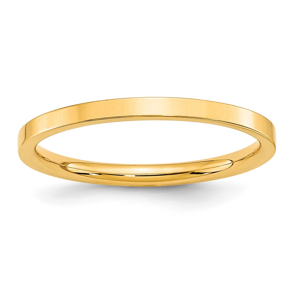 10K Yellow Gold 2mm Standard Weight Flat Comfort Fit Wedding Band