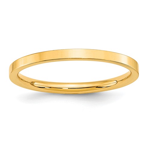 10K Yellow Gold 2mm Standard Weight Flat Comfort Fit Wedding Band, Size 5
