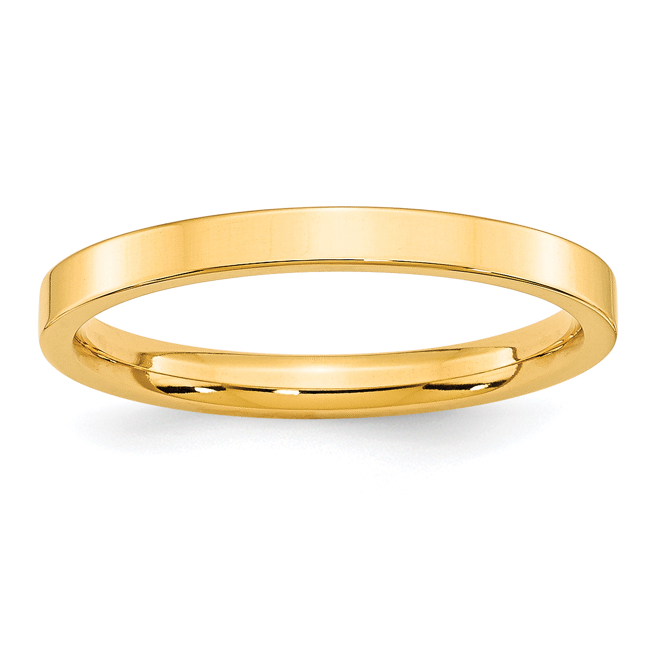 10k Yellow Gold 2.5mm Standard Weight Flat Comfort Fit Wedding Band Size 7 (1FLC025-7)