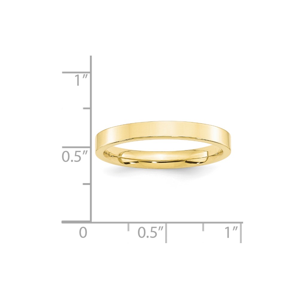 10k Yellow Gold 3mm Standard Weight Flat Comfort Fit Wedding Band Size 5 (1FLC030-5)