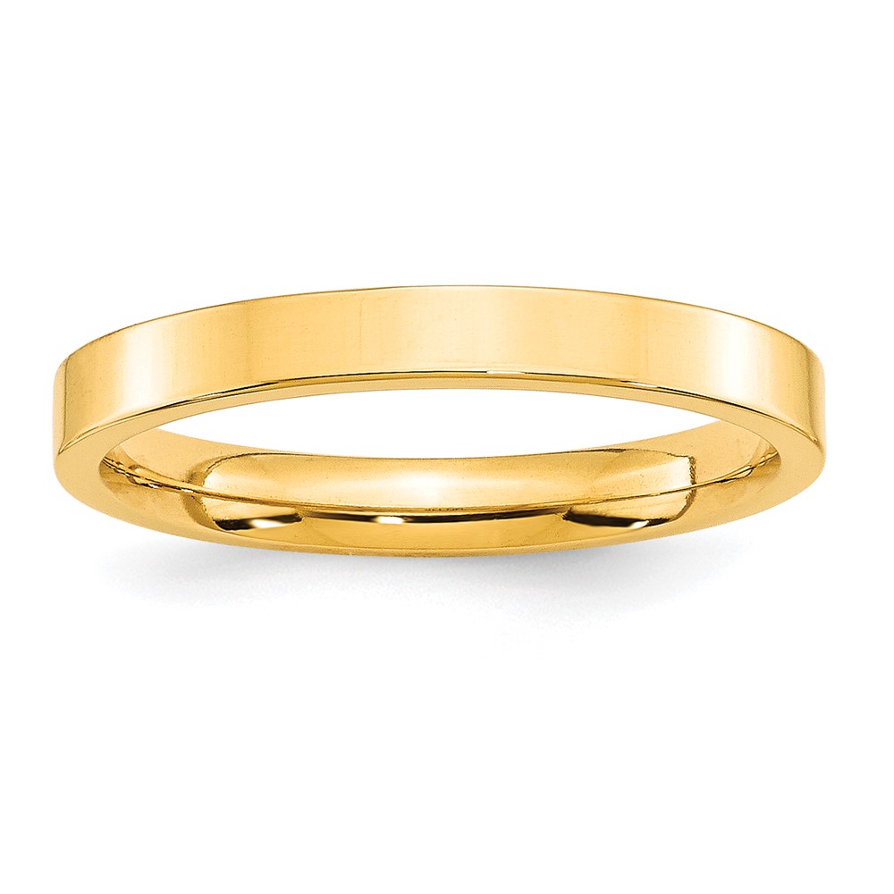 10K Yellow Gold 3mm Standard Weight Flat Comfort Fit Wedding Band