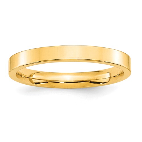 10K Yellow Gold 3mm Standard Weight Flat Comfort Fit Wedding Band, Size 5