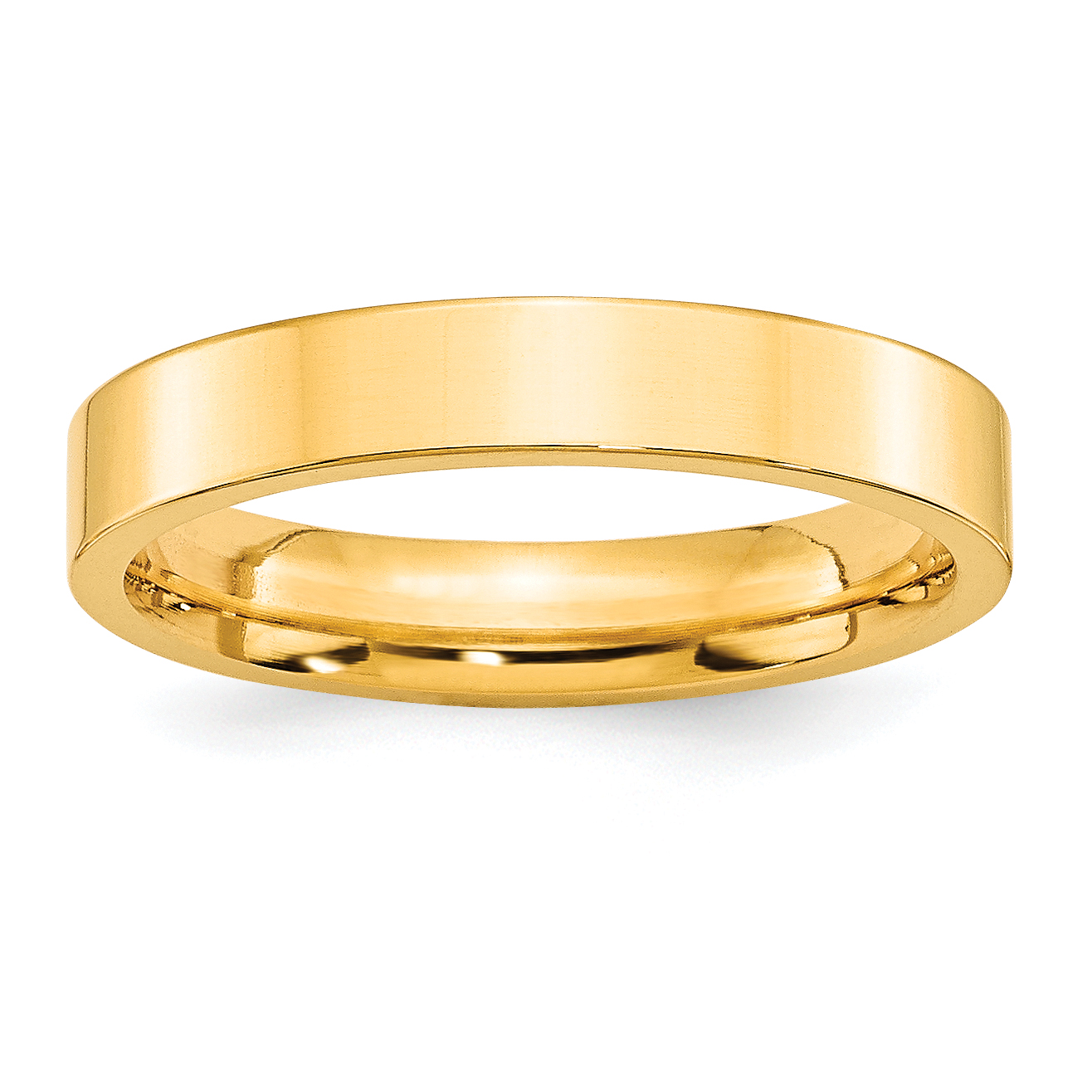 10k Yellow Gold 4mm Standard Weight Flat Comfort Fit Wedding Band Size 10 (1FLC040-10)