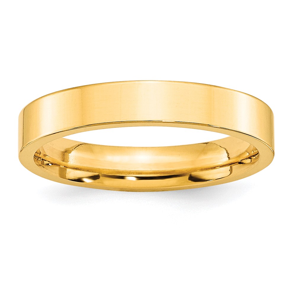 10k Yellow Gold 4mm Standard Weight Flat Comfort Fit Wedding Band Size 10 (1FLC040-10)
