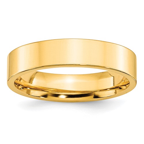 10k Yellow Gold 5mm Standard Weight Flat Comfort Fit Wedding Band Size 7.5