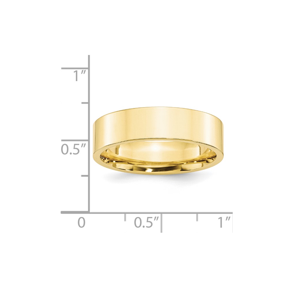 10k Yellow Gold 6mm Standard Weight Flat Comfort Fit Wedding Band Size 10 (1FLC060-10)