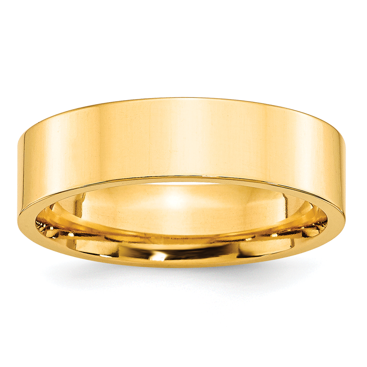 10k Yellow Gold 6mm Standard Weight Flat Comfort Fit Wedding Band Size 10 (1FLC060-10)