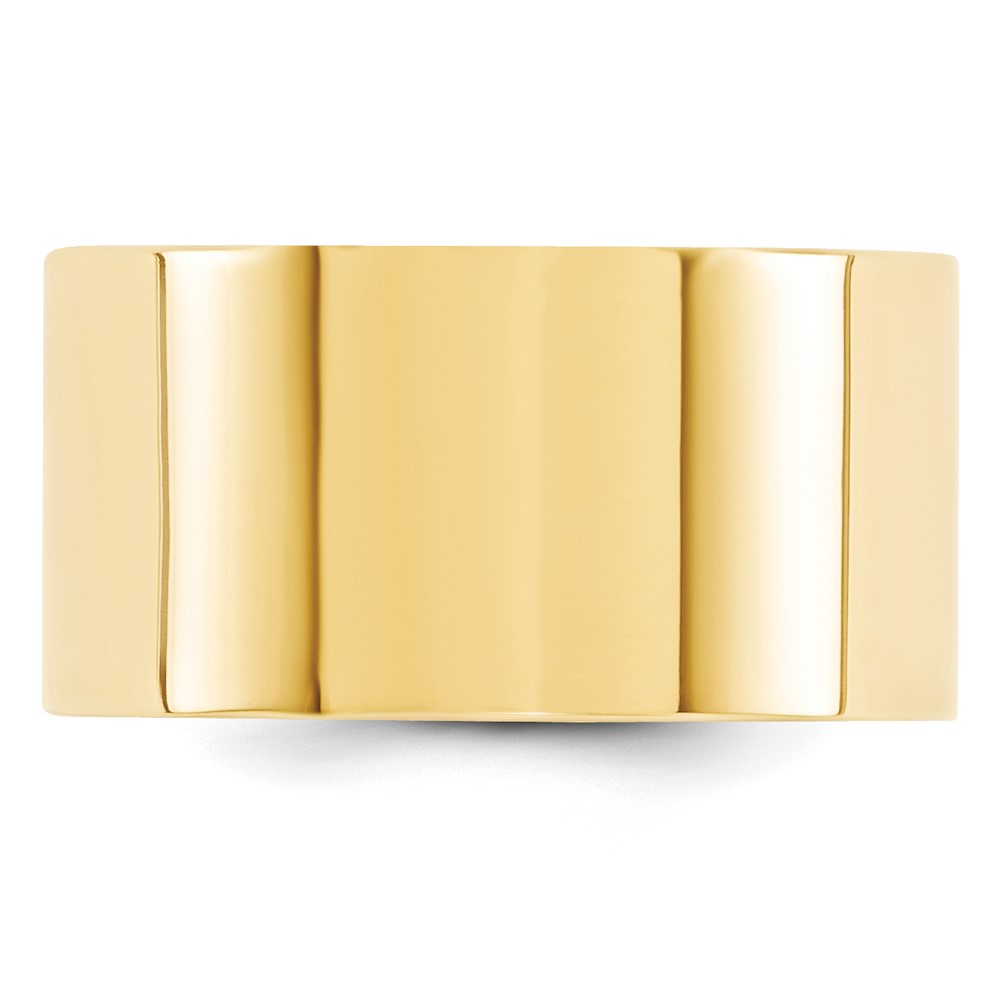 10k Yellow Gold 12mm Standard Weight Flat Comfort Fit Wedding Band Size 7 (1FLC120-7)