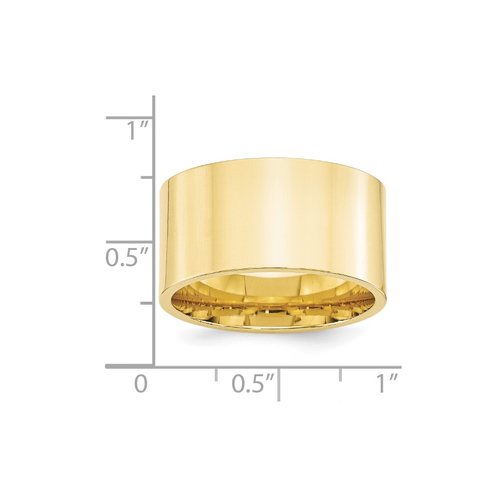 10k Yellow Gold 12mm Standard Weight Flat Comfort Fit Wedding Band Size 7 (1FLC120-7)